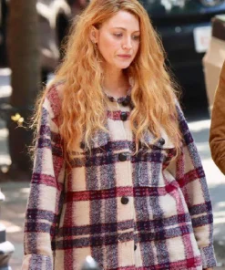 It Ends With Us Blake Lively Plaid Wool Jacket