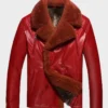 Jack Shearling Collar Red Sheepskin Leather Jacket