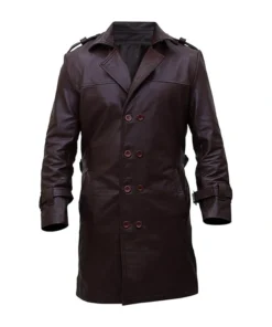 Jackie Earle Haley Watchmen Brown Leather Coat