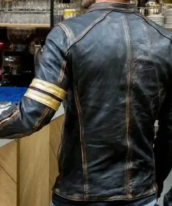 Jackson Vintage Cafe Racer Motorcycle Retro 3 Distress Black Biker Leather Jacket