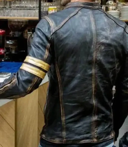 Jackson Vintage Cafe Racer Motorcycle Retro 3 Distress Black Biker Leather Jacket