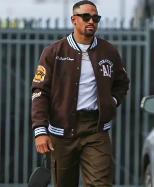 Jalen Hurts Muhammad Ali Brown Varsity Jacket
