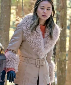 Jamie Chung TV Series 2021 Dexter New Blood Molly Park Cotton Belted Beige Fur Trim Jacket