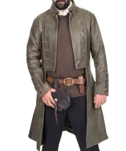 Jamie Fraser Outlander Rust Brown Leather Coat