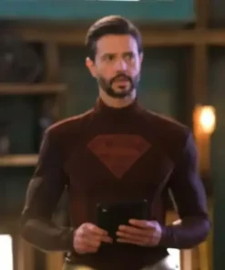 Jason Behr Supergirl S06 Maroon Leather Jacket