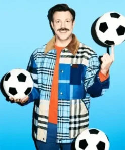 Jason Sudeikis Ted Lasso Multicolor Quilted Check Jacket