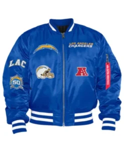 Jayce Los Angeles Chargers Blue Bomber Jacket