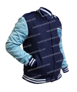 Jedidiah Goodacre Film Descendants Chad Charming Blue Shoulder Epaulettes Varsity Jacket