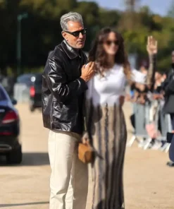 Jeff Goldblum Paris Fashion Week Black Leather Jacket