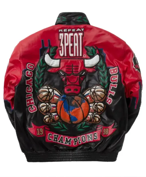 Jeff Vintage 3 Peat NBA Finals Chicago Bulls 1998 Leather Jacket