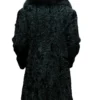 Jeffery Real Astrakhan Persian Lamb Karakul Black Warm Coat With Fox Fur Collar For Sale
