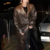 Jenna Coleman Leather Long Coat