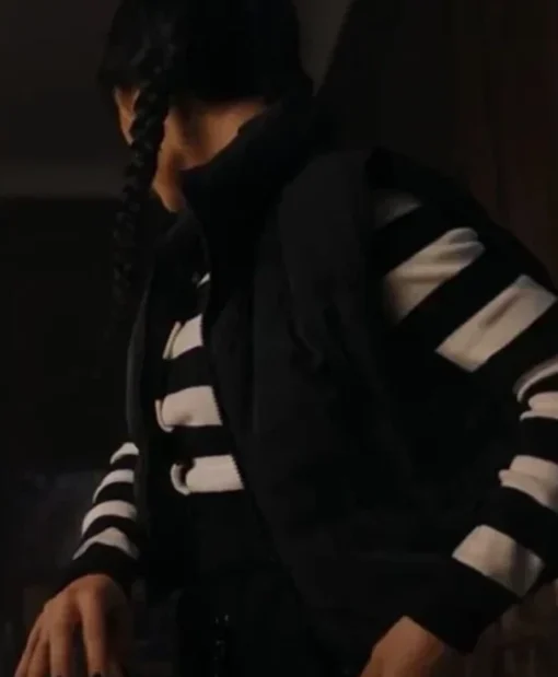 Jenna Ortega Tv Series Wednesday Addams 2022 Black Puffer Vest