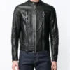 Jeremiah Black Cafe Racer Genuine Sheepskin Leather Jacket