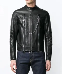Jeremiah Black Cafe Racer Genuine Sheepskin Leather Jacket