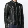 Jeremiah Black Cafe Racer Genuine Sheepskin Leather Jacket sale