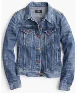 Jessica Capshaw Holidate Abby Blue Jean Four Front Pockets Trucker Denim Jacket