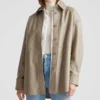 Jessica Quince Button Leather Shirt Jacket