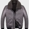 Jimmy B2 Shearling Sheepskin Grey Leather Jacket