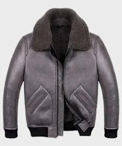 Jimmy B2 Shearling Sheepskin Grey Leather Jacket