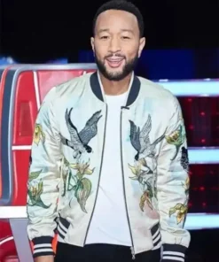 John Legend The Voice S25 Embellished Bird Bomber Jacket