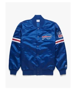 John NFL Buffalo Bills Satin Varsity Bomber Jacket