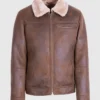Johnathan Aviator Brown Shearling Sheepskin Leather Jacket