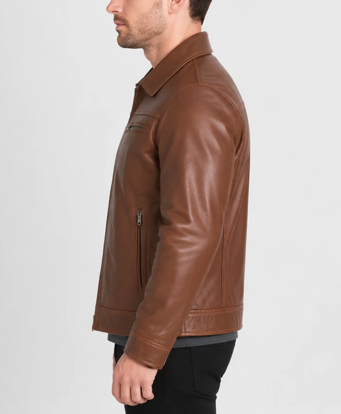 Johnny Brown Leather Jacket Mens