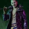 Joker Suicide Squad Crocodile Notch Collar Purple Leather Coat