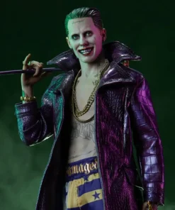Joker Suicide Squad Crocodile Notch Collar Purple Leather Coat