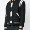 Joseph M Teddy Rib Collar Black Jacket In Twill