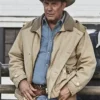 Josh Lucas TV Series Yellowstone Season 04 John Dutton Beige Cotton Quilted Mens Jacket