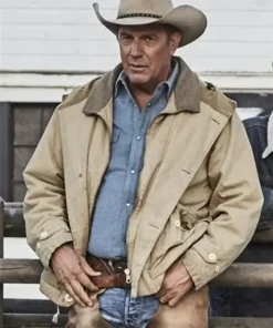 Josh Lucas TV Series Yellowstone Season 04 John Dutton Beige Cotton Quilted Mens Jacket