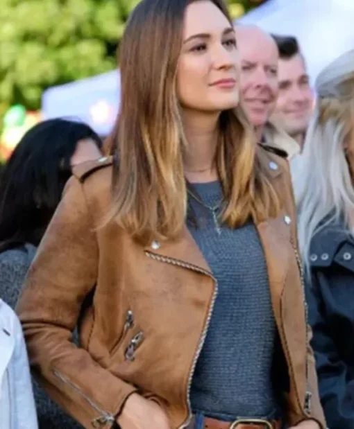 Joy Harper Good Witch Brown Biker Leather Jacket