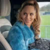Juno Temple TV Series Ted Lasso Keeley Jones Blue Faux Fur Jacket