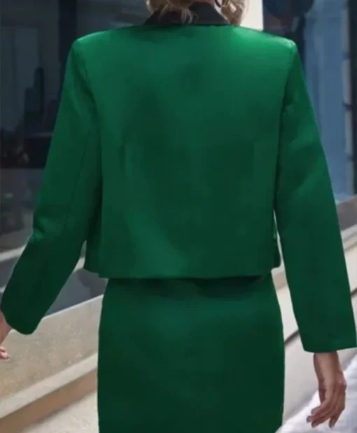 Juno Temple TV-Series Ted Lasso Season 03 Keeley Jones Double Breasted Green Cropped BlazerJuno Temple TV-Series Ted Lasso Season 03 Keeley Jones Double Breasted Green Cropped Blazer