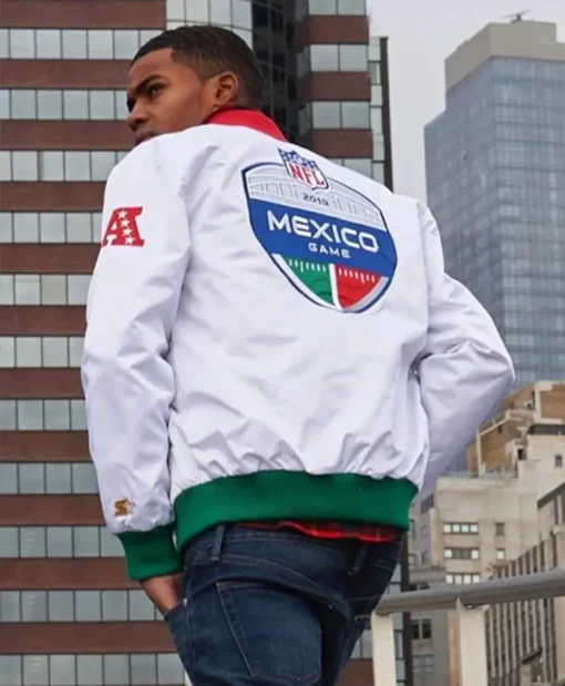 Kansas City Chiefs Mexico White Vintage Bomber Jacket For Sale
