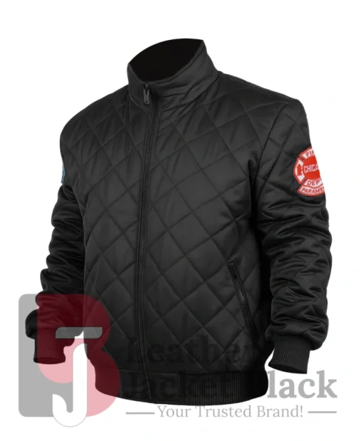 order this Chicago Fire Kara Killmer Black Bomber Quilted Jacket