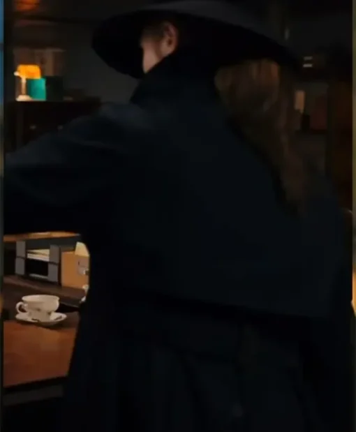 Karen Gillan Gunpowder Milkshake Sam Black Wool Trench Coat For Sale