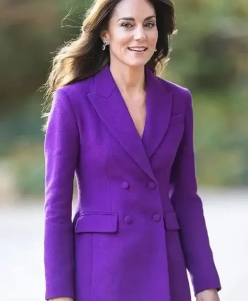 Kate Middleton Purple Buttoned Coat