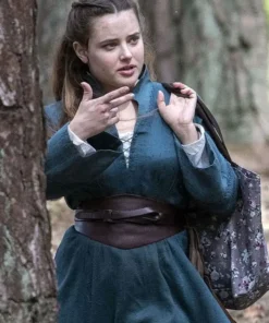 Katherine langford Cursed Nimue Long Wool Blend Blue Coat For Sale