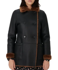 Kathleen Black Aviator Sheepskin Shearling Winter Coat