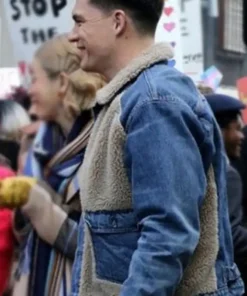 Katy Keene Zane Holtz Blue Denim K.O Kelly Shearling Jacket