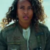 Kayla Watts Film Jurassic World Dominion DeWanda Wise Green Cotton Cropped Bomber Quilted Jacket