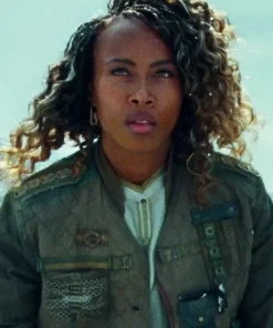 Kayla Watts Film Jurassic World Dominion DeWanda Wise Green Cotton Cropped Bomber Quilted Jacket
