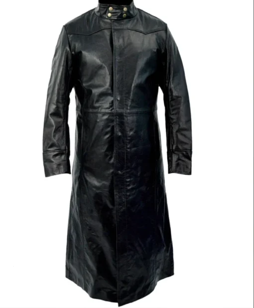 Keanu Reeves Movie The Matrix Neo Black Real Leather Duster Coat