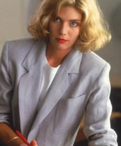 Kelly McGillis Top Gun 1986 Cotton Grey Notched Collar Coat