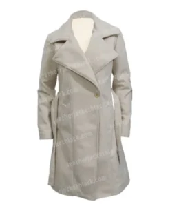 Kelly Reilly TV Series Yellowstone Beth Dutton Off White Wool-Blend Womens Robe Coat