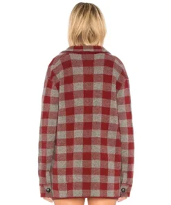 Kelly Reilly TV Series Yellowstone Beth Dutton Women Red and Grey Wool Checkered Plaid Jacket Coat