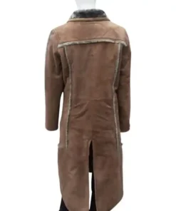 Kelly Reilly TV Series Yellowstone Season 02 Beth Dutton Brown Leather Long Trench Coat